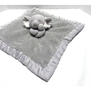 Carters Elephant Lovey Security Blanket Gray Satin Cuddle Plush 14X14"